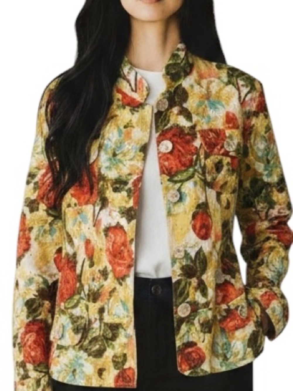 Bamboo Traders Multi Colors Floral Jacket. Sz L.